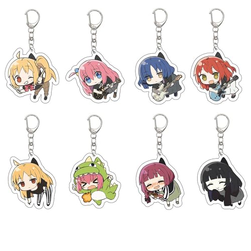 Bocchi Rock Figuren Anhänger Cool Charakter Cosplay Zubehör Acryl Kette Schmuck - Mehrfarbig 8 Set von CHENJIRA