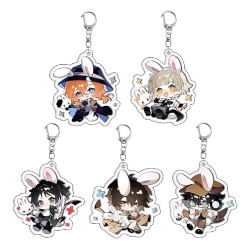 Bungo Strays Dogs Figuren Anhänger Anime Charakter Cosplay Zubehör Acryl Kette Schmuck - Mehrfarbig 5 Stück von CHENJIRA