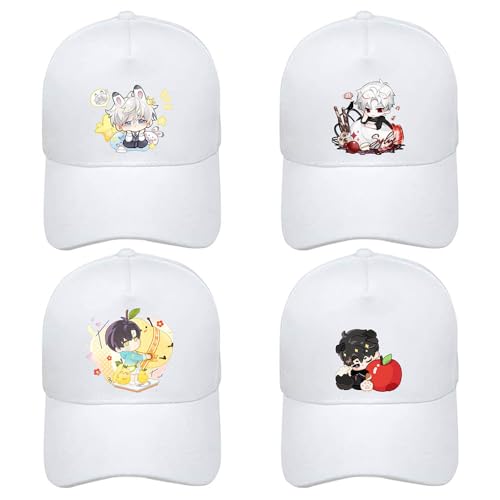 CHENJIRA 4 Set Love Deepspace Hüte Anime Figuren Cosplay Sun Hat Verstellbare Sommer Baseballmütze Bunt Bedruckter Hut von CHENJIRA