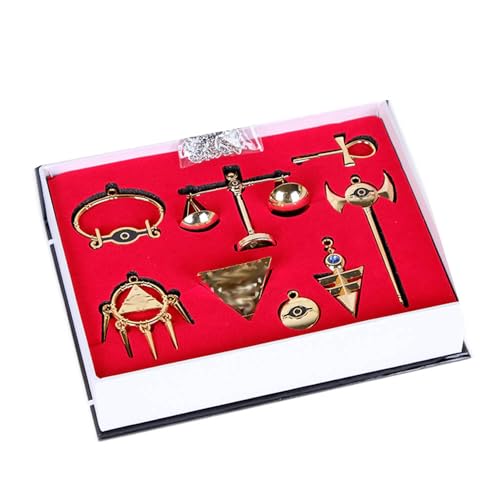 CHENJIRA 8 Stück YugiMuto Legierung Halskette Schlüsselanhänger Schmuck YugiMuto Figuren Cosplay Kette Anhänger (Gold) von CHENJIRA