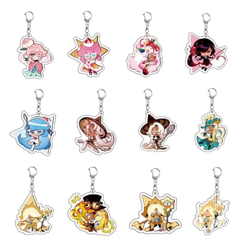 Cookies Run Kingdoms Figure Anhänger Game Charakter Cosplay Zubehör Kette Figuren Schmuck - Acryl, Mehrfarbig, 12 Stück von CHENJIRA