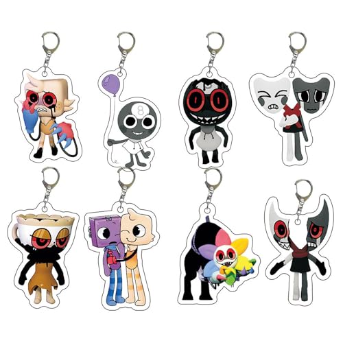 Dandys Figuren Anhänger Niedlicher Charakter Cosplay Kette Schmuck - Acryl Mehrfarbig 8 Set von CHENJIRA