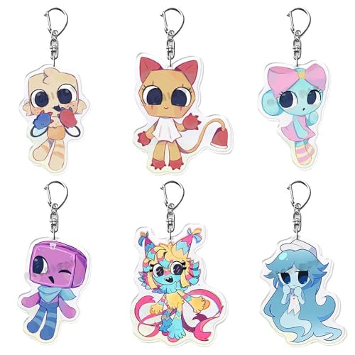 Dandys Figuren Schlüsselanhänger Niedlicher Charakter Cosplay Kette Schmuck - Acryl Mehrfarbig 6 Set von CHENJIRA