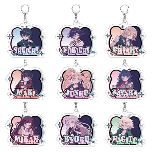 Danganronpo Figures Figuren Anhänger Niedlich Charakter Cosplay Zubehör Kette Schmuck - Acryl Multicolor 9 Stück von CHENJIRA