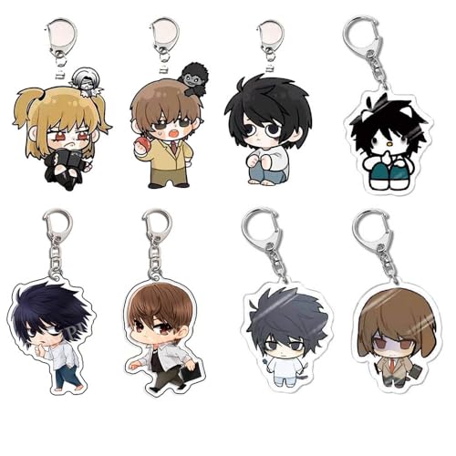 Dead Notes Chibi Figure Anhänger Niedlich Charakter Cosplay Zubehör Kette Schmuck - Acryl Mehrfarbig 8 Stück von CHENJIRA