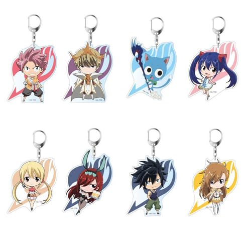 FairysTail Figures Figuren Anhänger Niedlich Charakter Cosplay Zubehör FairysTail Kette Schmuck - Acryl Mehrfarbig 8 Pieces von CHENJIRA