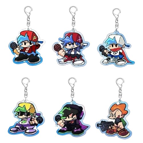 FridayFunkin Chibi Figure Anhänger Game Charakter Cosplay Zubehör Kette Figuren Schmuck - Acryl Mehrfarbig 6 Stück von CHENJIRA