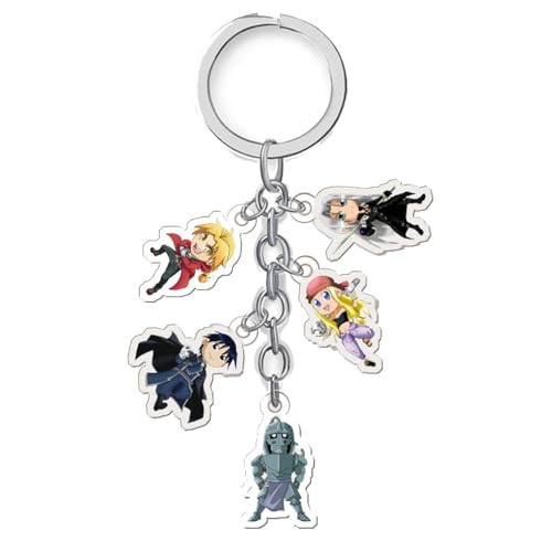 FullmetalAlchemists Anhänger Anime Charakter Cosplay Zubehör Kette Figuren Schmuck - Acryl, Mehrfarbig, 5 in 1 von CHENJIRA