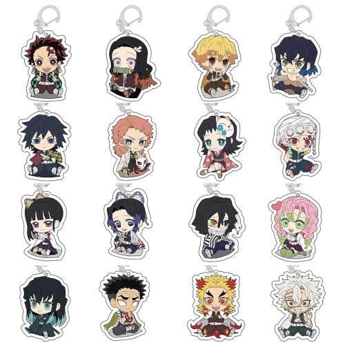 Ghost Slayers Figuren Anhänger Niedlich Charakter Cosplay Zubehör Kette Schmuck - Acryl Mehrfarbig 16 Stück von CHENJIRA
