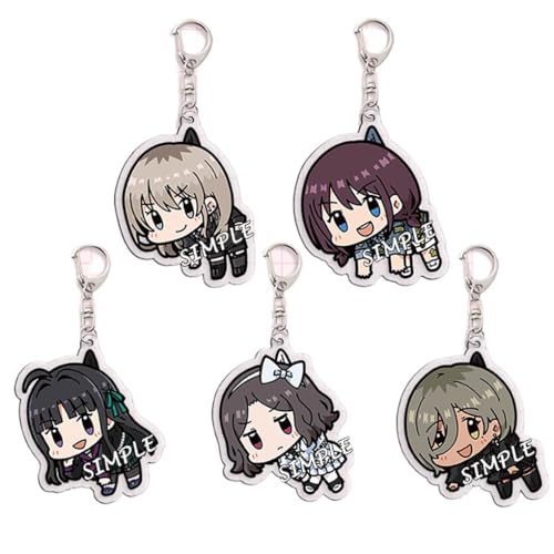 GirlsBandCry Figuren Anhänger Anime Charakter Cosplay Zubehör Acryl Kette Schmuck - Mehrfarbig 5 Stück von CHENJIRA