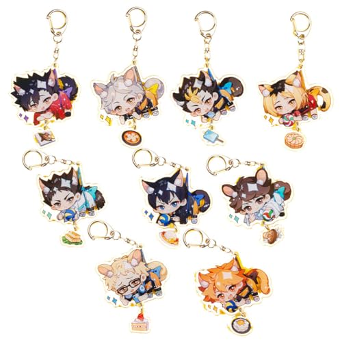 Haikyus Figuren Anhänger Niedliche Charakter Cosplay Zubehör Acryl Kette Schmuck - Mehrfarbig 9 Stück von CHENJIRA