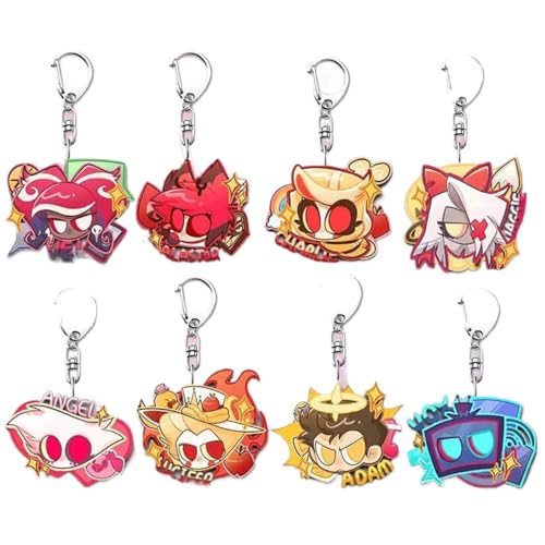 HazbinsHotel Chibi Figure Anhänger Cartoon Charakter Cosplay Zubehör Kette Figuren Schmuck - Acryl Mehrfarbig 8 Stück von CHENJIRA