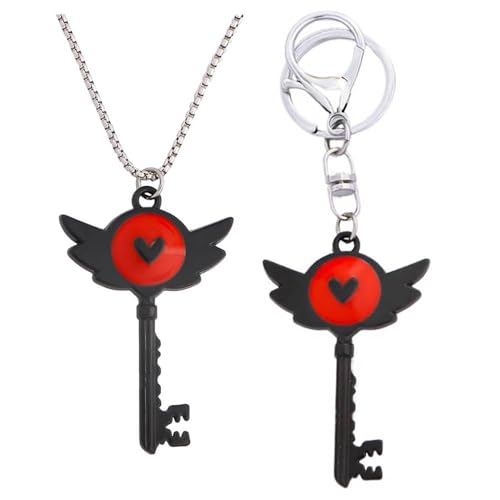 HazbinsHotel Logo Halskette Schlüsselanhänger 2 Set Figuren Cosplay Kette Schmuck Metall Anhänger (A) von CHENJIRA