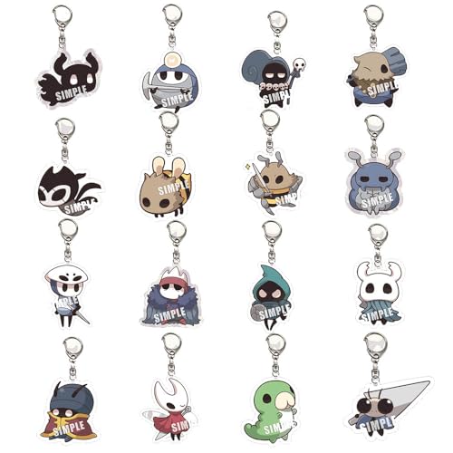 Hollow Knights Chibi Figure Anhänger Spiel Charakter Cosplay Zubehör Kette Schmuck - Acryl, 16 Stück von CHENJIRA