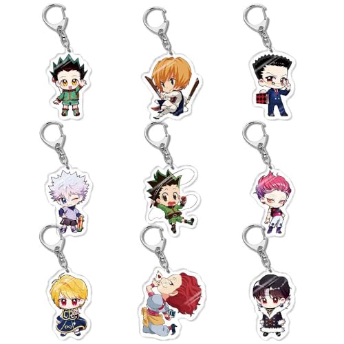 Hunterxhunter Figuren Anhänger Niedlich Charakter Cosplay Zubehör Hunterxhunter Kette Schmuck - Acryl Mehrfarbig 9 Pieces von CHENJIRA
