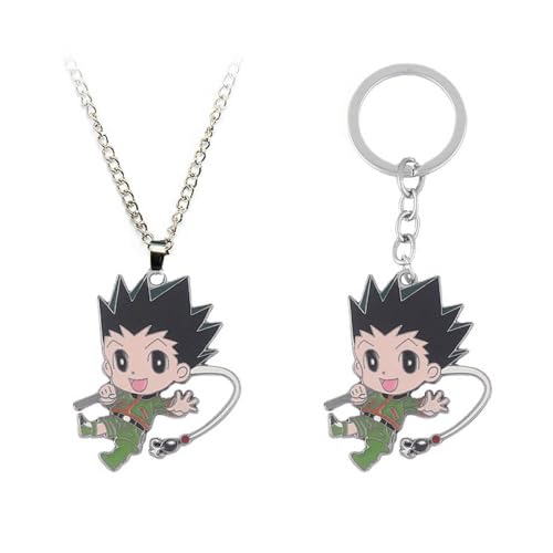 Hunterxhunter Halskette Schlüsselanhänger 2 Set Figuren GonFreecss KilluaZoldyck Cosplay Kette Schmuck Metall Anhänger (D) von CHENJIRA