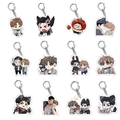 JinxManga Figuren Schlüsselanhänger Niedlicher Charakter Cosplay Kette Schmuck - Acryl Mehrfarbig 12 Stück von CHENJIRA