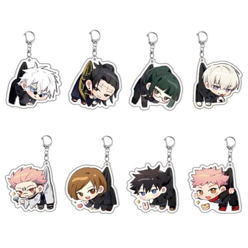 JujutsKaisens Figuren Anhänger Chibi Charakter Cosplay Zubehör Acryl Kette Schmuck - Mehrfarbig 8 Stück von CHENJIRA