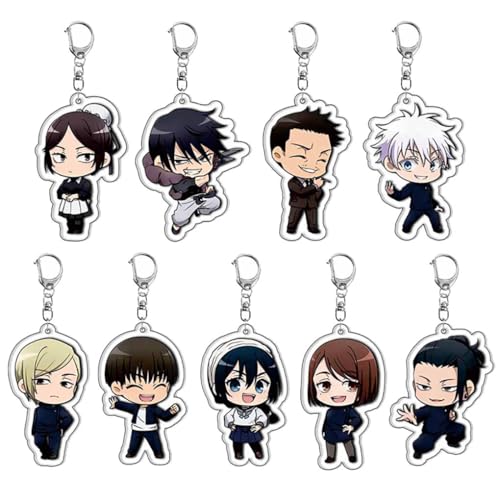 JujutsKaisens Figuren Anhänger Chibi Charakter Cosplay Zubehör Acryl Kette Schmuck - Mehrfarbig 9 Stück von CHENJIRA