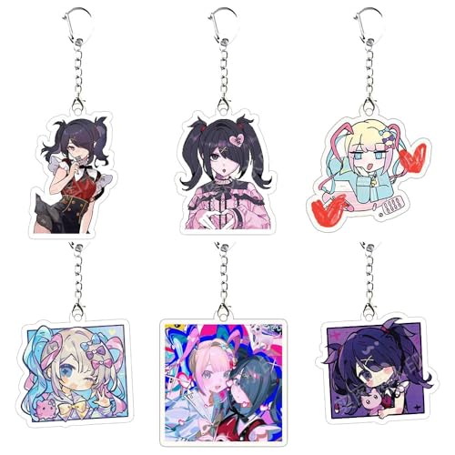 Need Girl Overdoses Figuren Anhänger Cute Charakter Cosplay Zubehör Acryl Kette Schmuck - Mehrfarbig 6 Set von CHENJIRA