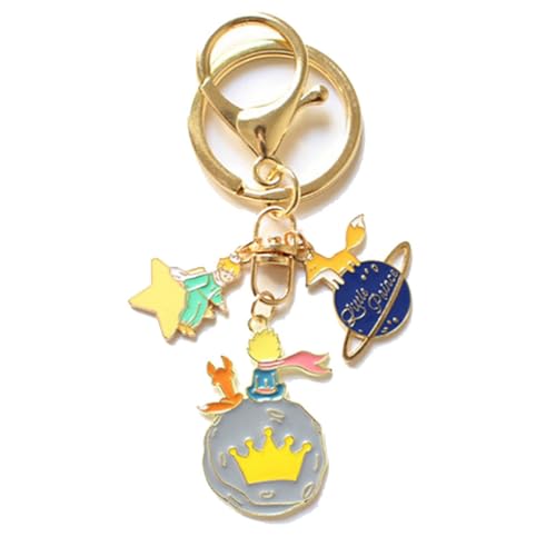 PetitPrinces Figuren Anhänger Prince＆Rose Niedlicher Charakter Cosplay Kette Schmuck - Metall Chain, Mehrfarbig, 3 in 1 (A) von CHENJIRA