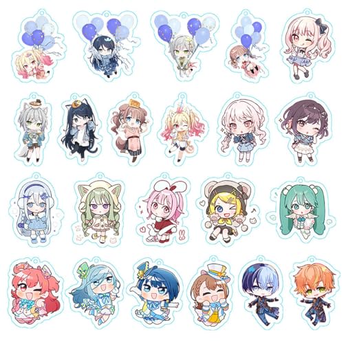 ProjectSekais Chibi Figure Anhänger Cartoon Charakter Cosplay Zubehör Kette Figuren Schmuck - Acryl 22 Stück von CHENJIRA