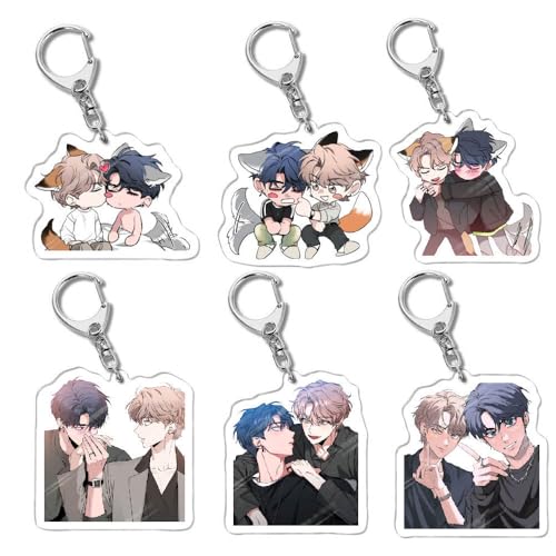 Sketchs Figuren Schlüsselanhänger Niedlicher Charakter Cosplay Kette Schmuck - Acryl Mehrfarbig 6 Stück von CHENJIRA