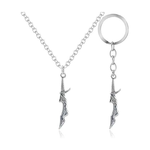 Solo Levelings Waffe Halskette Schlüsselanhänger 2 Set Sung Jin-Woo Cosplay Kette Schmuck Silberner Waffen Anhänger (Silver-2Set) von CHENJIRA