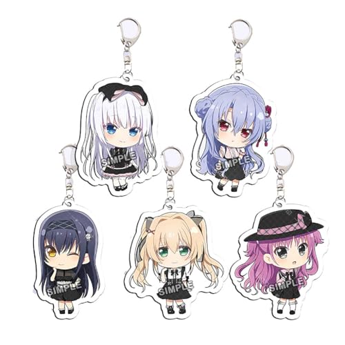 SummerPockets Figuren Anhänger Anime Charakter Cosplay Zubehör Acryl Kette Schmuck - Mehrfarbig 5 Stück von CHENJIRA