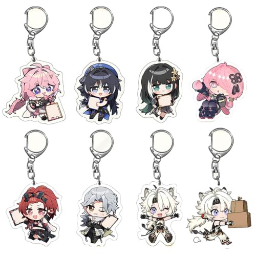 Wuther Waves Chibi Figure Anhänger Game Charakter Cosplay Zubehör Kette Figuren Schmuck - Acryl Mehrfarbig 8 Stück von CHENJIRA