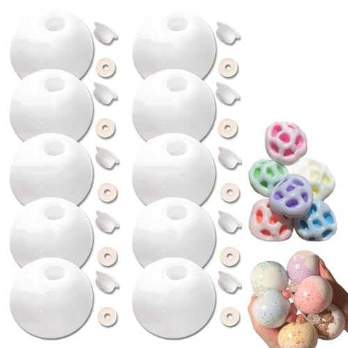 10 Stück Blank Pressure Ball Skin DIY Kit, Leere Stressball DIY Kit, 2025 Neue Leere Stressbälle, DIY Squishy Bausatz, Anti-Stress-Bälle Sensorisches Spielzeug für DIY Druckspielzeug (Weiß) von CHENRI