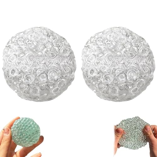 2 Stück Handmade Pressure Relief Balls, Antistressball für Hände, Formbare Vakuum-Ball Stressbälle, Squishy Stressball, Anti Stress Bälle, Stressballs für Kinder und Erwachsene (Klar) von CHENRI