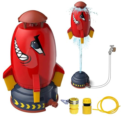 2025 Rocket Sprinkler – Ultimate Summer Water Toy for Kids, Rocket Wassersprinkler Kinder Outdoor, Wassersprinkler, Water Rocket Sprinkler, Sommer Wasserspielzeug für Jungen Mädchen (Rot) von CHENRI