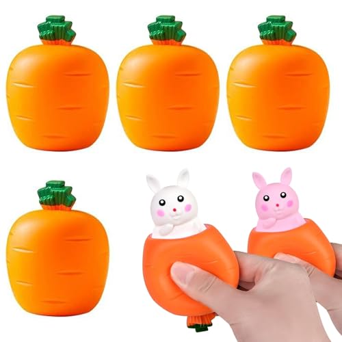 4 Stück Bunny Toy, Hase Spielzeug, Karotte Hase, Ostern Karotte Kaninchen Fidget Spielzeug, Kaninchen in Karotte Stress Relief Spielzeug, Stressball für Kinder Erwachsene - Zufällige Farbe 4 Stück Bunny Toy, Hase Spielzeug, Karotte Hase, Ostern Karotte Kaninchen Fidget Spielzeug, Kaninchen in Karotte Stress Relief Spielzeug, Stressball für Kinder Erwachsene - Zufällige Farbe von CHENRI
