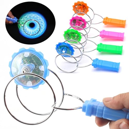 4 Stück Retro Leuchtender Kreisel, Magnetisches Gyro-Rad, Magischer LED-Gyroskop, Leuchtender LED-Magnetkreisel Spinner-Spielzeug, Magnetisches Kreisel Fidget Spielzeug für Kinder - Zufällige Farbe von CHENRI