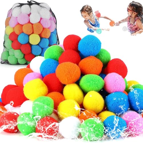 60 Stück Kiddospace Reusable Water Sponge Balls, Wiederverwendbare Wasserbomben, Softball Wasserbomben, Splash Bälle, Baumwoll Ball Plüschbälle, Wasserspielzeug für Jungen und Mädchen 60 Stück Kiddospace Reusable Water Sponge Balls, Wiederverwendbare Wasserbomben, Softball Wasserbomben, Splash Bälle, Baumwoll Ball Plüschbälle, Wasserspielzeug für Jungen und Mädchen von CHENRI