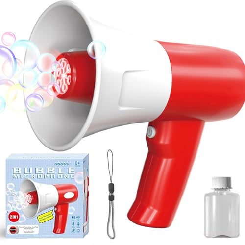 Bubble Machine Toys, 2025 Seifenblasen-Mikrofon-Spielzeug, Seifenblasenmaschine Kinder mit LED-Licht und Musik, Automatische Seifenblasen Maschine, Sommer Outdoor Spielzeug für Kleinkinder (Rot) von CHENRI