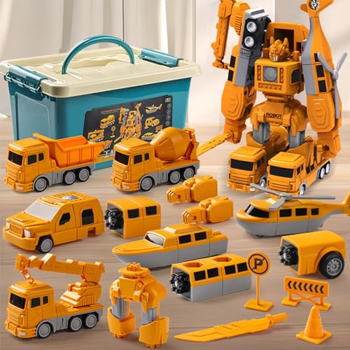 CHENRI Magnetic Transform Engineering Car Assembled Toys with Storage Box, Magnetisches Transform Technik Auto Montage Spielzeug, DIY Auto Transformator Spielzeug Motorikspielzeug für Kinder (26PCS) von CHENRI