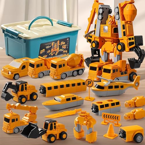 CHENRI Magnetic Transform Engineering Car Assembled Toys with Storage Box, Magnetisches Transform Technik Auto Montage Spielzeug, DIY Auto Transformator Spielzeug Motorikspielzeug für Kinder (35PCS) von CHENRI