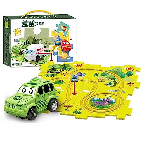 Children's Educational Puzzle Track Car Play Set, Puzzle Spielzeugauto, Auto Spielzeug Autorennbahn DIY Puzzle Bahn Spielzeug, Montessori-Lernspielzeug Geschenk für Kinder Geburtstag Weihnachten (A) von CHENRI