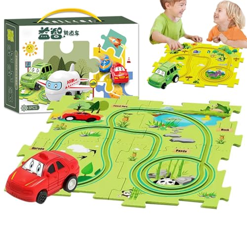 Children's Educational Puzzle Track Car Play Set, Puzzle Spielzeugauto, Auto Spielzeug Autorennbahn DIY Puzzle Bahn Spielzeug, Montessori-Lernspielzeug Geschenk für Kinder Geburtstag Weihnachten (B) von CHENRI