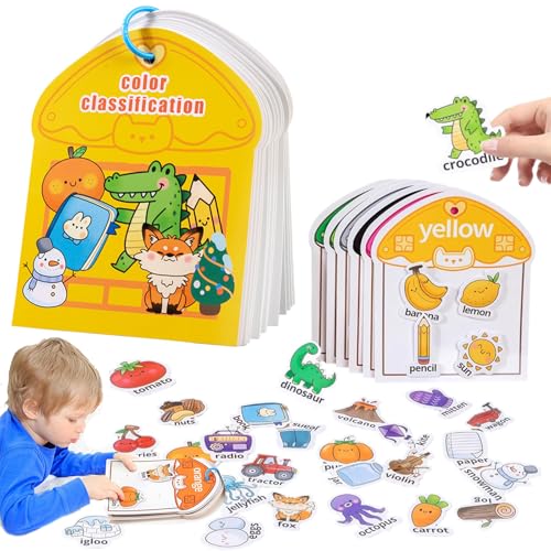 Color Sorting Quiet Paste Book, Busy Board Montessori Spielzeug, Wiederverwendbare Stickerbuch für Kleinkinder, Beschäftigungsbuch Lernspielzeug Geschenk für Jungen Mädchen Geburtstag, Weihnachten (B) von CHENRI