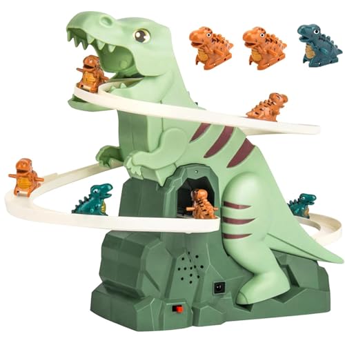 Dinosaur Climb Stairs Music Toy, Dinosaurier Klettern Treppe Musik Spielzeug, Treppensteigen Spielzeug Elektrische Dino Slide Track mit Licht und Musik, Dino Rutschenspielzeug für Kinder (3PCS) von CHENRI