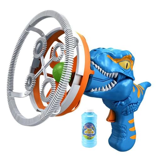 Dinosaurier Windpad Blasenpistole, Dinosaurier Seifenblasenpistole, Seifenblasenmaschine 250ml Seifenblasen Flüssigkeit, Seifenblasen Maschinen, Blasenmaschine Blasenspielzeug für Kinder (Blau) von CHENRI