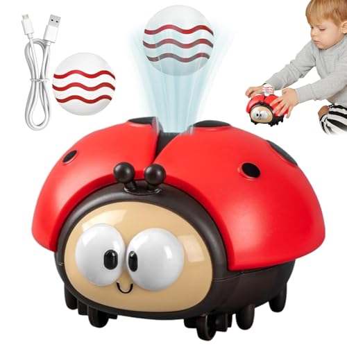 Electric Ladybug Suspended Ball Toy, Elektrischer Marienkäfer Luftballon Spielzeug, Niedliche Marienkäfer Blasballspielzeug mit Faltbar Flügeln, Wiederaufladbare Krabbelspielzeuge für Kinder (Rot) von CHENRI