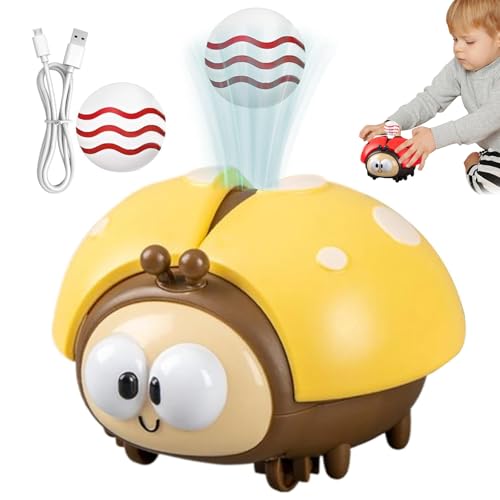 Electric Ladybug Suspended Ball Toy, Elektrischer Marienkäfer Luftballon Spielzeug, Niedliche Marienkäfer Blasballspielzeug mit Faltbar Flügeln, Wiederaufladbare Krabbelspielzeuge für Kinder (Gelb) von CHENRI
