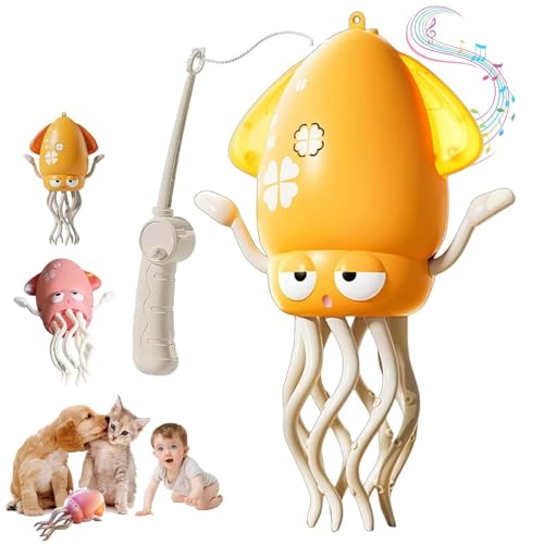 EngineKit Octopus - Electric Crawling Octopus, Magisches tanzendes Oktopus-Spielzeug, 8-beiniges Elektrischer kriechender Spielzeug mit Auto-Tanz, LED-Licht & Musik für Kinder, Haustier (Orange) von CHENRI