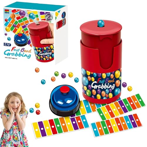 Fast Bead Grabbing Game, Farbabstimmungsspiel Bingo Spiel, Schneller Perlenfang-Spiel mit 90 Perlen, 6 Karten, 1 Glocke und Perlendose, 2-4 Spieler Lustige Bingo Spielzeug für Erwachsene und Kinder von CHENRI