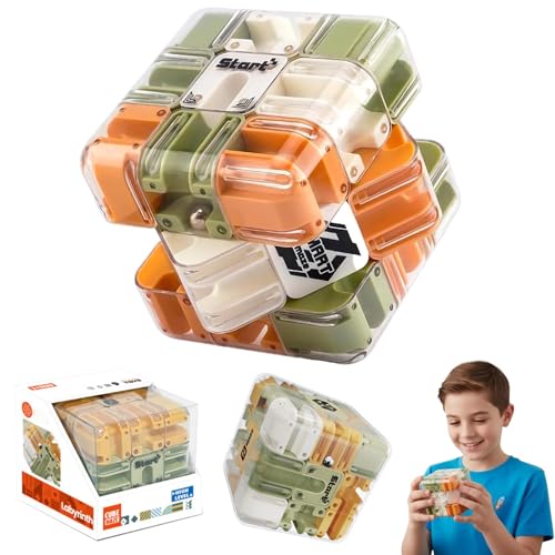 Großer 3D-Puzzle-Labyrinth-Würfel - Fesselndes Denksportspielzeug, 2-in-1 3D-Kugellabyrinth mit Zauberwürfel, Montessori Labyrinth Spiel Puzzle Spiel, Zauberwürfel für Kinder und Erwachsene (Bunt) von CHENRI