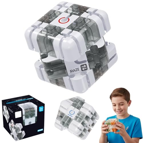 Großer 3D-Puzzle-Labyrinth-Würfel - Fesselndes Denksportspielzeug, 2-in-1 3D-Kugellabyrinth mit Zauberwürfel, Montessori Labyrinth Spiel Puzzle Spiel, Zauberwürfel für Kinder und Erwachsene (Grau) von CHENRI